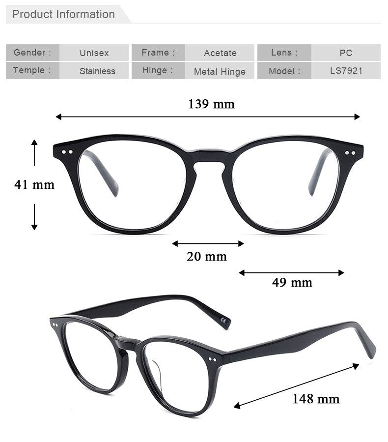 Chashma Ochki Unisex Full Rim Round Square Acetate Eyeglasses 7921 Full Rim Chashma Ochki