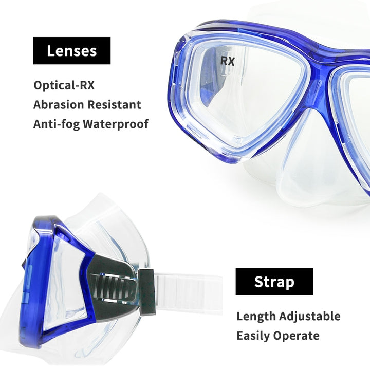 Enzodate Unisex Full Rim Polycarbonate Myopic Snorkel Goggles Goggles Enzodate