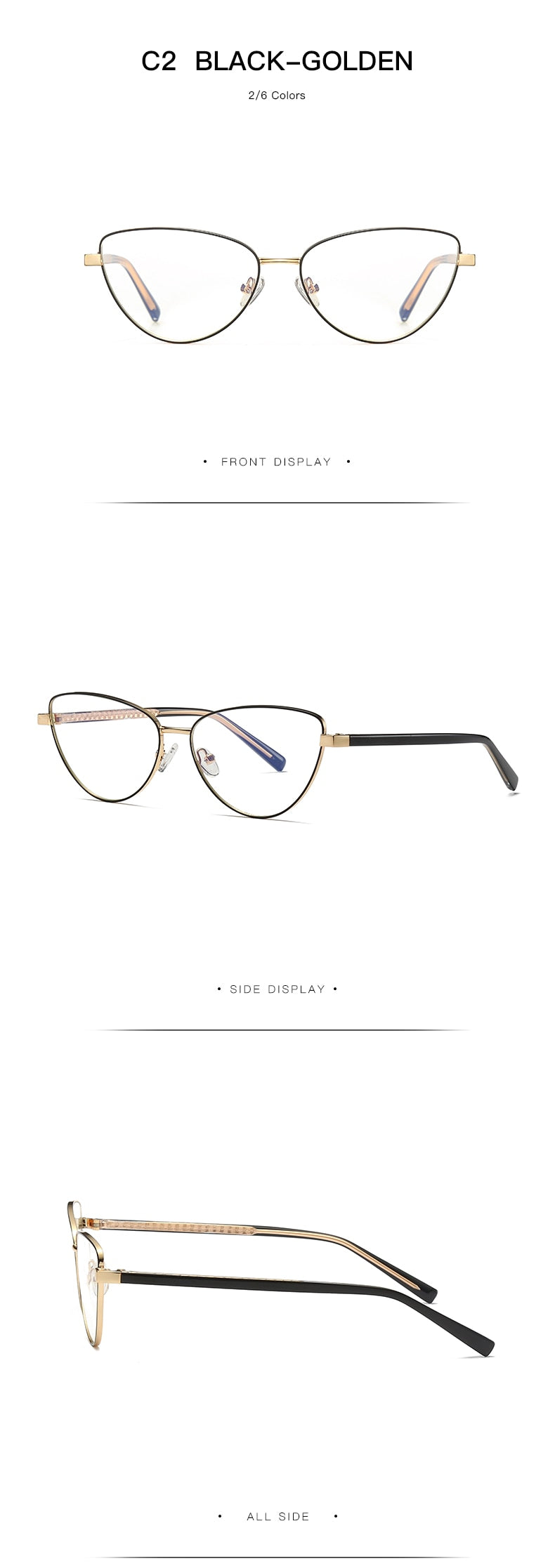 Hotochki Women's Full Rim Cat Eye Alloy Frame Eyeglasses 3006 Full Rim Hotochki