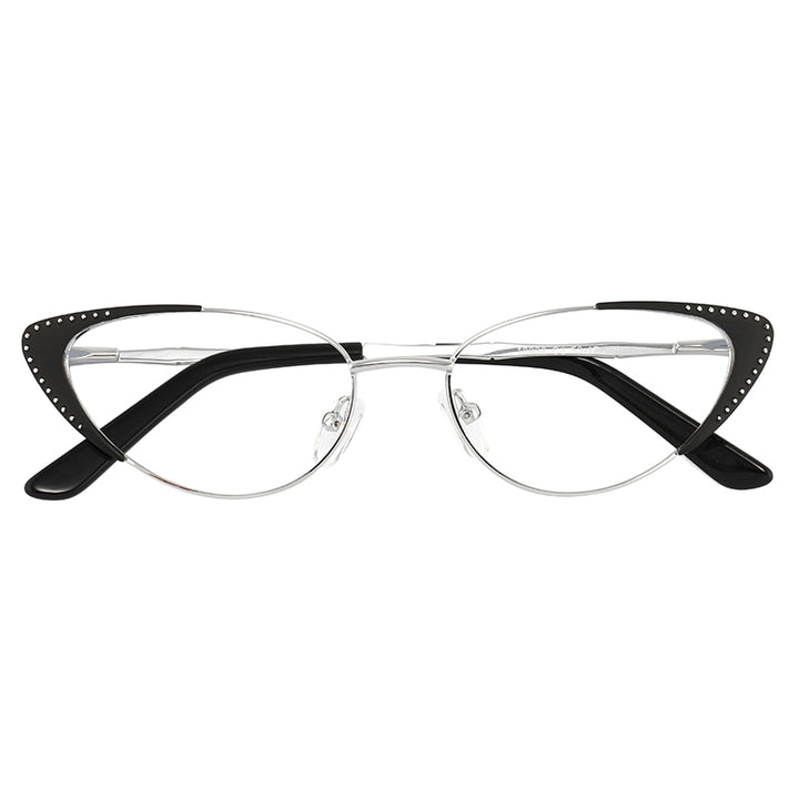 Laoyehui Women's Eyeglasses Cat Eye Alloy Frame 18036 Full Rim Laoyehui Black