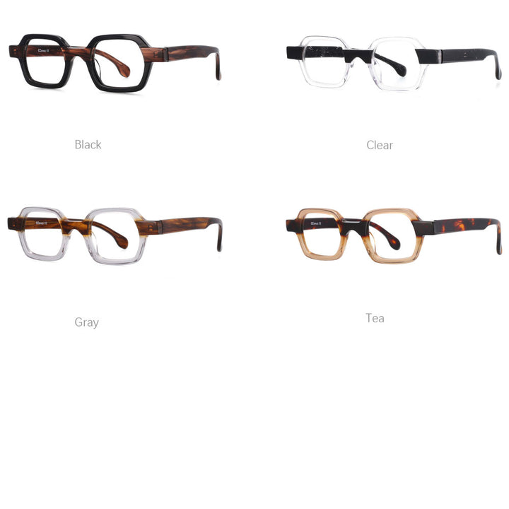 CCspace Unisex Full Rim Square Acetate Small Punk Frame Eyeglasses 49804 Full Rim CCspace