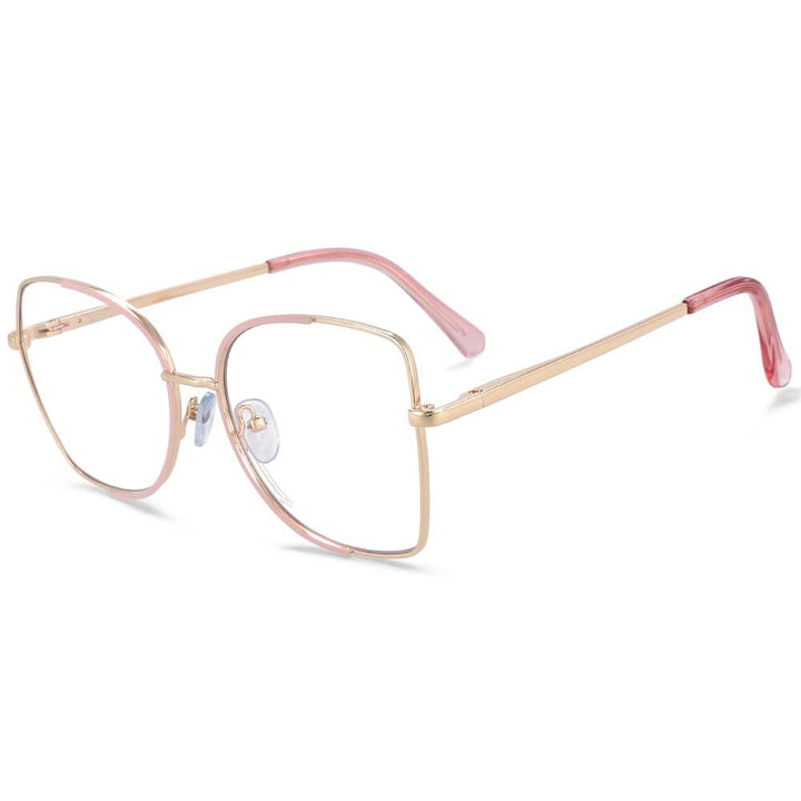 CCspace Unisex Semi Rim Square Alloy Frame Eyeglasses 54079 Semi Rim CCspace China Pink