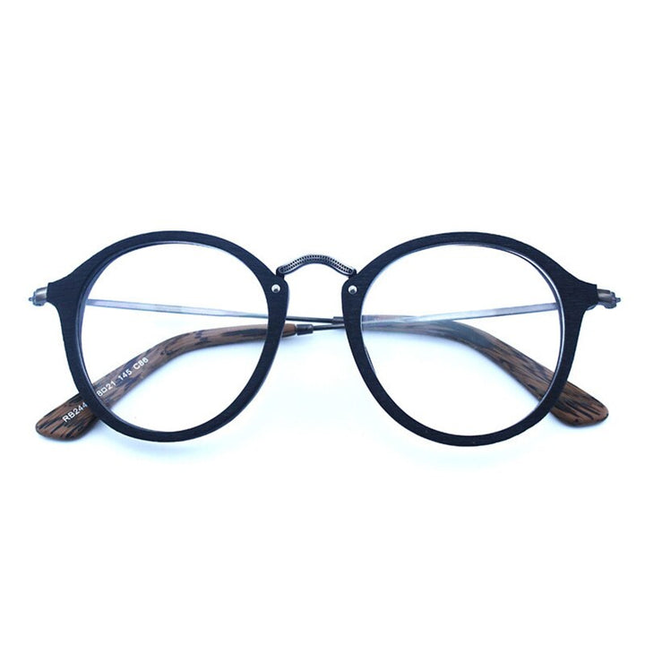 Hdcrafter Unisex Full Rim Round Wood Frame Eyeglasses Rb2447 Full Rim Hdcrafter Eyeglasses