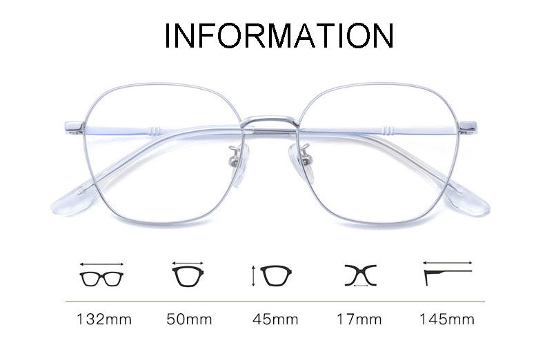 Hotony Unisex Full Rim Polygon Round Titanium Eyeglasses 8009 Full Rim Hotony