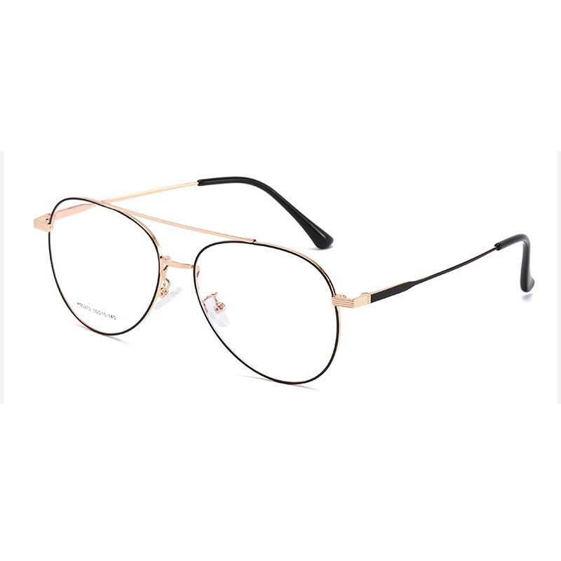 Handoer Unisex Full Rim Round Double Bridge Alloy Eyeglasses 90272 Full Rim Handoer Black Gold