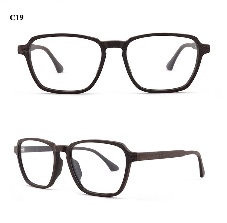 Hdcrafter Men's Full Rim Oversized Polygonal Square Wood Frame Eyeglasses 1694 Full Rim Hdcrafter Eyeglasses
