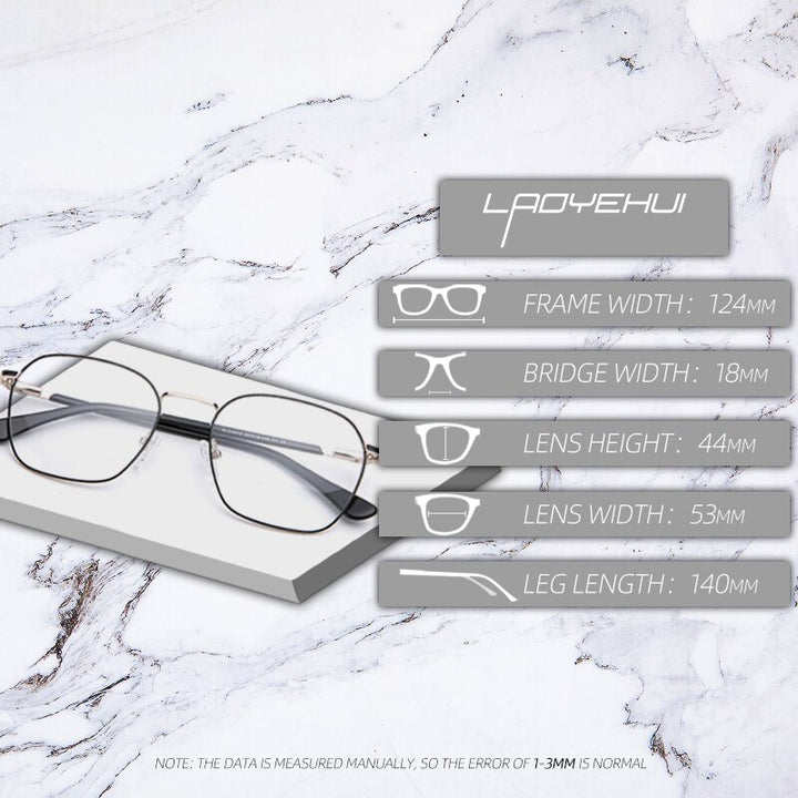 Laoyehui Unisex Eyeglasses Alloy Ultra Light Polygon Frame 9012 Full Rim Laoyehui