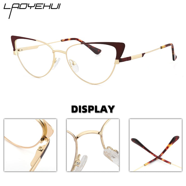 Laoyehui Women's Eyeglasses Cat Eye Alloy Frame 9014 Full Rim Laoyehui