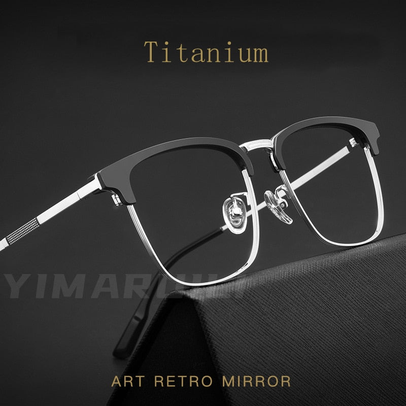 Yimaruili Men's Full Rim Square β Titanium Frame Eyeglasses 2312YJ Full Rim Yimaruili Eyeglasses