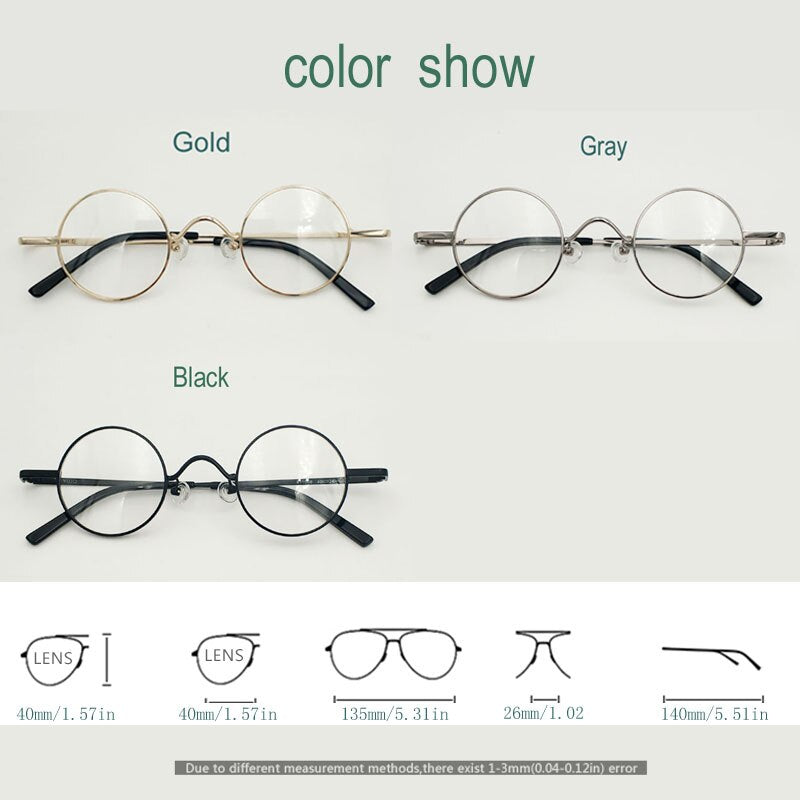 Yujo Unisex Full Rim Round Eyeglasses Alloy Eyeglasses 811008 Full Rim Yujo