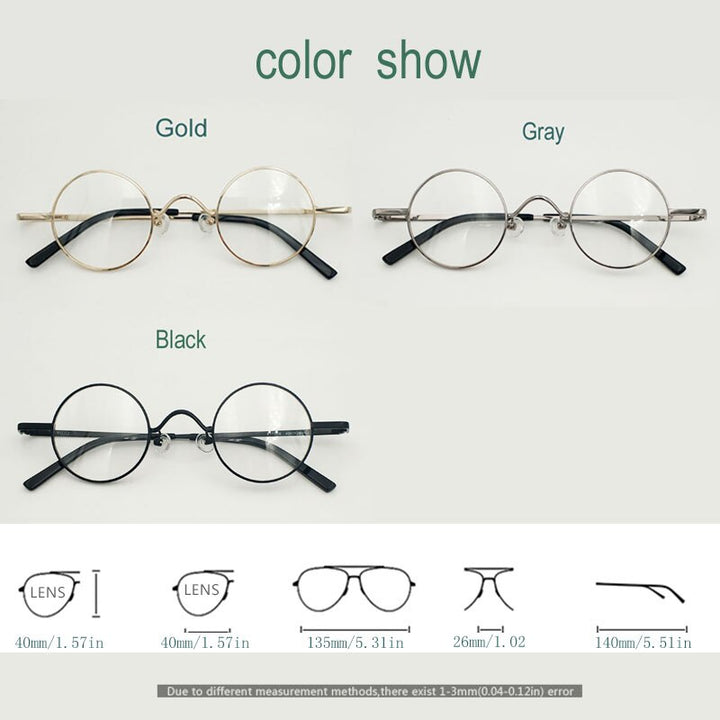 Yujo Unisex Full Rim Round Eyeglasses Alloy Eyeglasses 811008 Full Rim Yujo