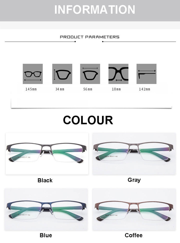 Hotochki Unisex Semi Rim Alloy Frame Eyeglasses 16019 Semi Rim Hotochki