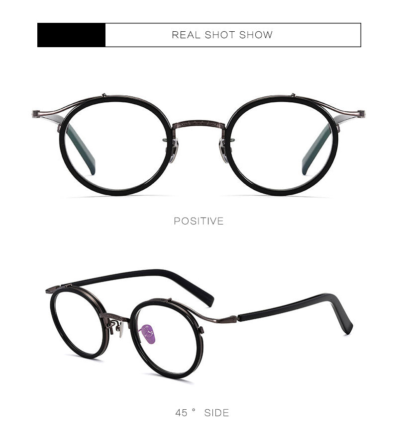 Gatenac Unisex Full Rim Round Acetate Alloy Frame Eyeglasses Gxj37 Full Rim Gatenac
