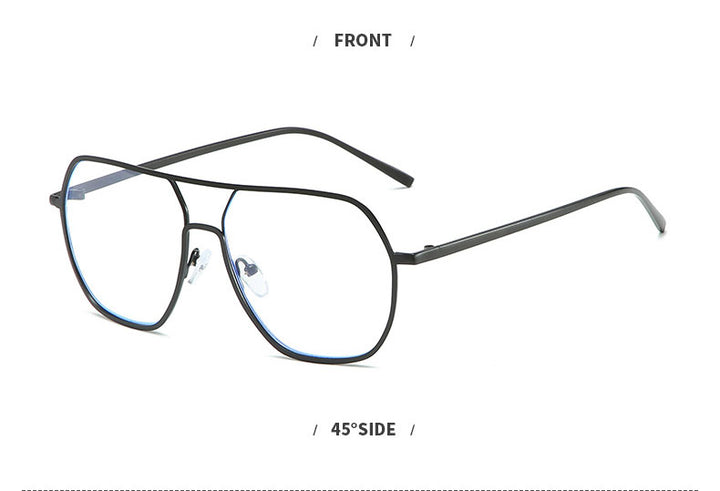 Hotony Unisex Full Rim Double Bridge Polygonal Alloy Frame Eyeglasses 60803 Full Rim Hotony