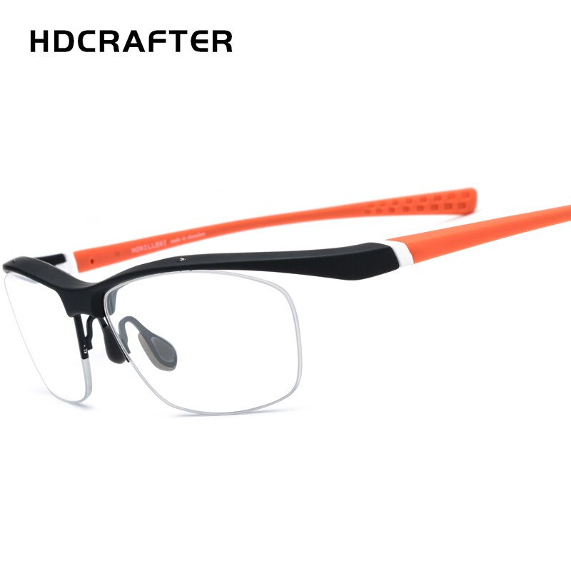 Hdcrafter Men's Semi Rim Rectangle TR 90 Sports Frame Eyeglasses 7027 Full Rim Hdcrafter Eyeglasses Orange