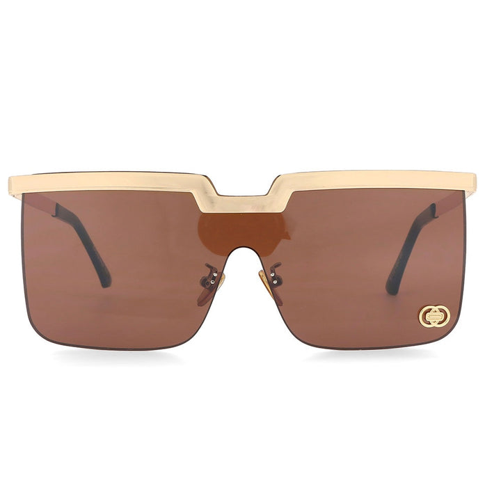 CCspace Women's Rimless Oversized Square One Lens Alloy Frame Sunglasses 51121 Sunglasses CCspace Sunglasses Brown 51121SU