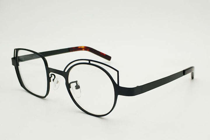 Yujo Unisex Full Rim Round Square Alloy Eyeglasses 811010 Full Rim Yujo
