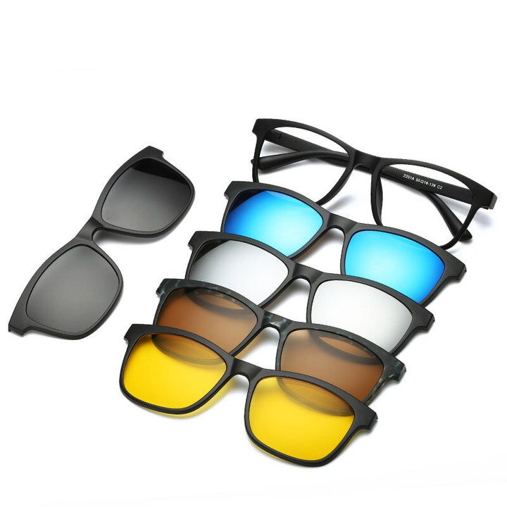 Hdcrafter Unisex Full Rim Acetate Frame 6 In 1 Polarized Magnetic Clip On Sunglasses With Clip Ons Hdcrafter Eyeglasses