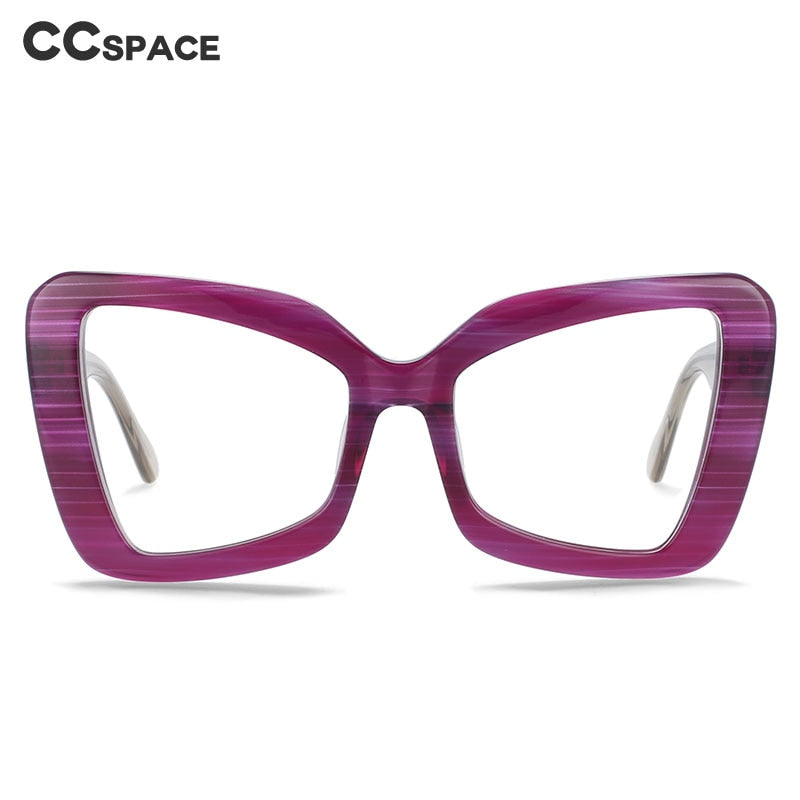 CCspace Unisex Full Rim Oversized Square Cat Eye Acetate Frame Eyeglasses 54066 Full Rim CCspace