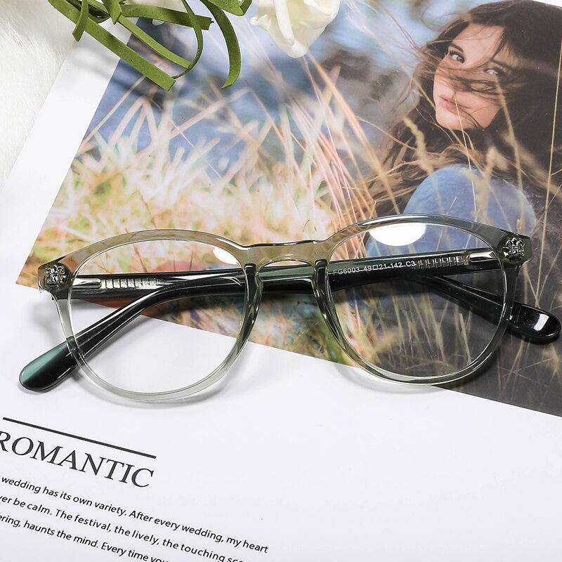 Kansept Women's Full Rim Round Injection Acetate Frame Eyeglasses Fg6003 Full Rim Kansept