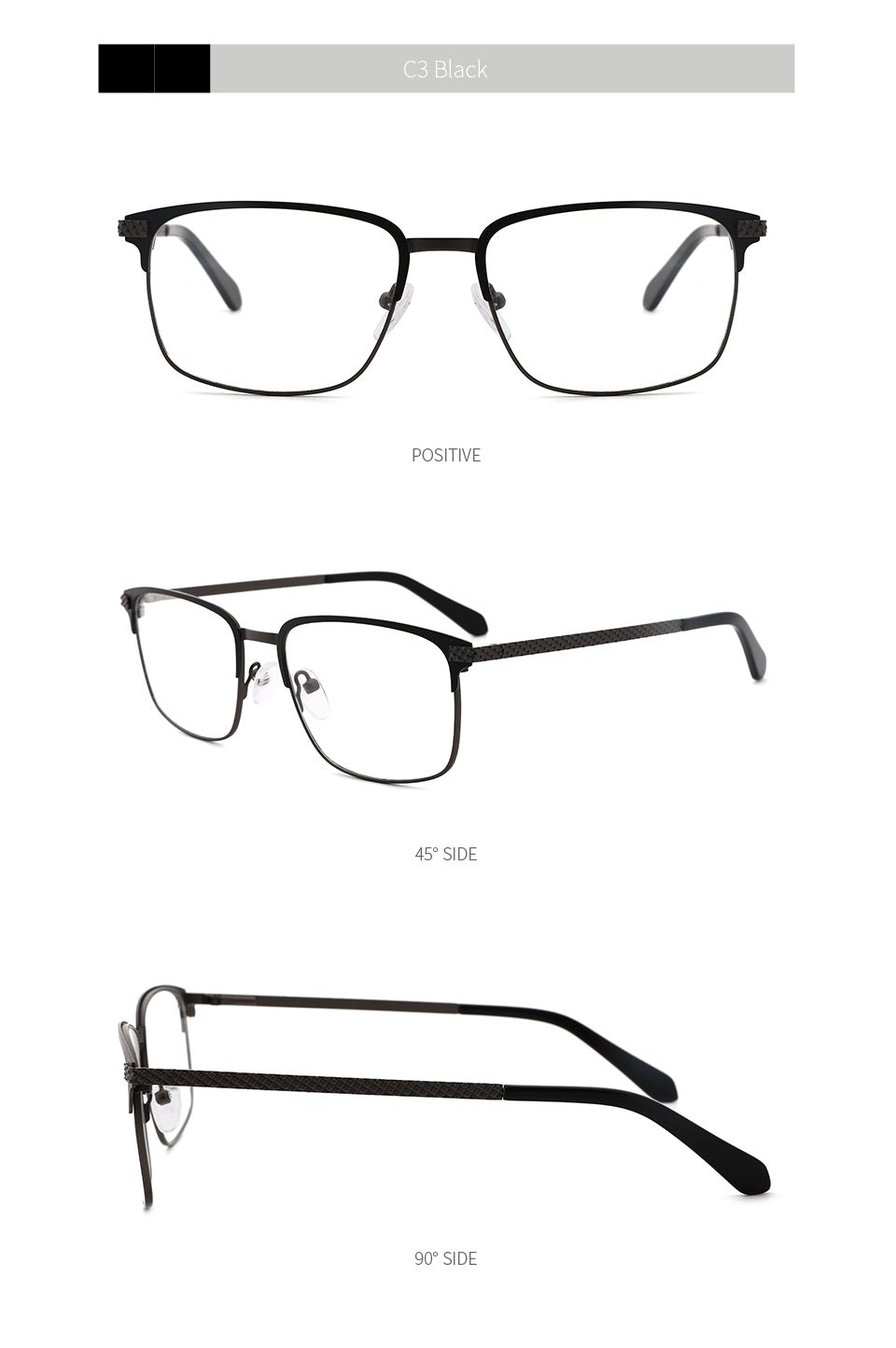 Kansept Men's Full Rim Square Stainless Steel Alloy Frame Eyeglasses Tm004 Full Rim Kansept