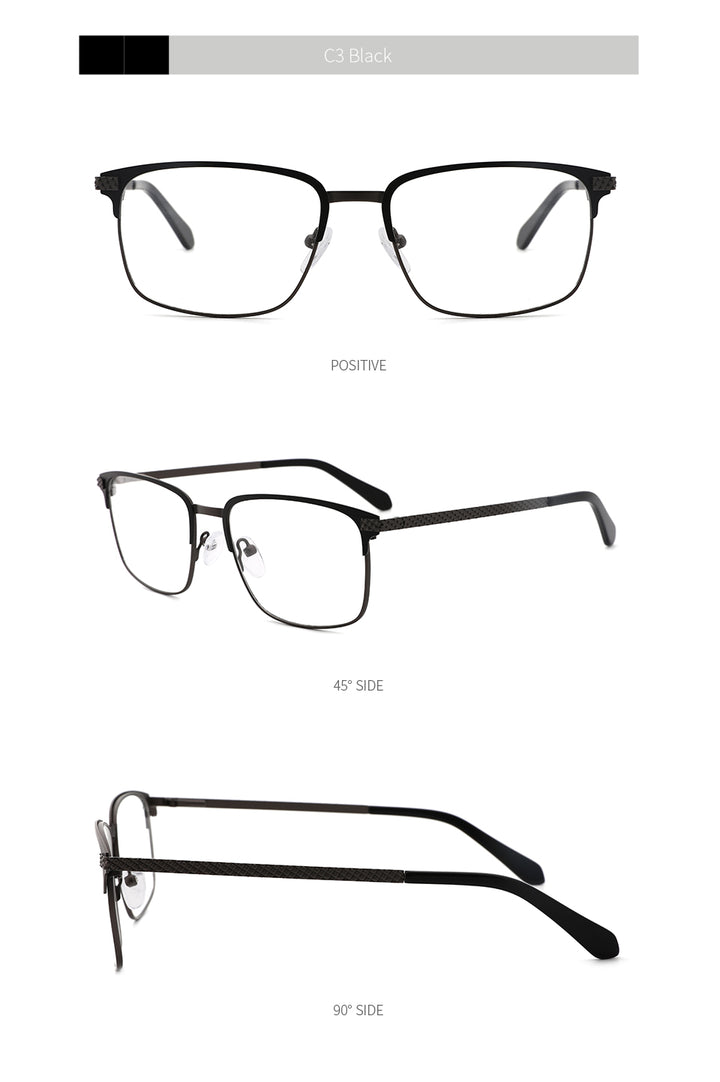 Kansept Men's Full Rim Square Stainless Steel Alloy Frame Eyeglasses Tm004 Full Rim Kansept