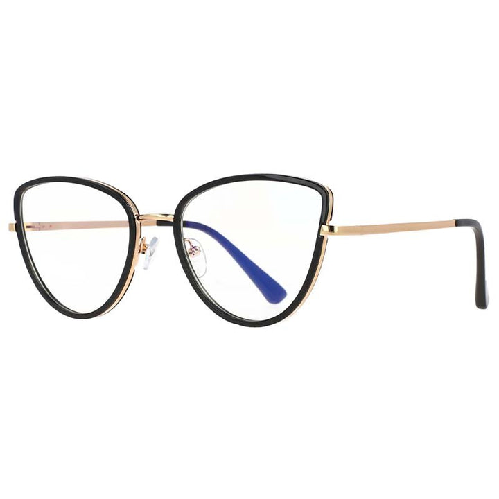 CCspace Women's Full Rim Cat Eyel Tr 90 Titanium Frame Eyeglasses 53369 Full Rim CCspace black