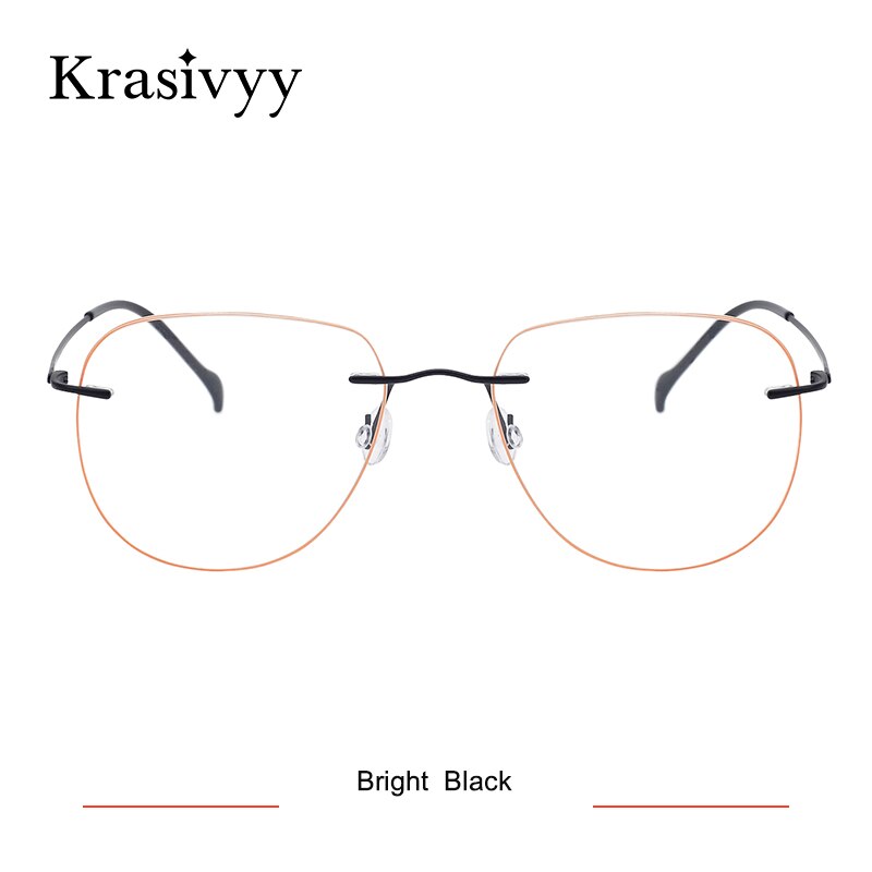 Krasivyy Unisex Rimless Oval Square Titanium Eyeglasses Ls07 Rimless Krasivyy Bright Black