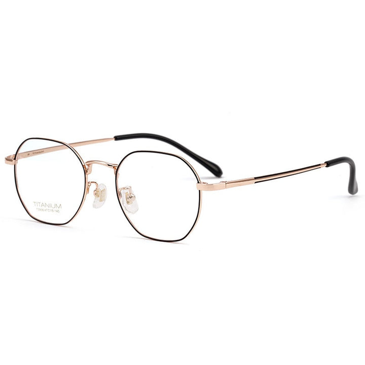 Hotochki Unisex Full Rim Polygon Beta Titanium Eyeglasses T3956 Full Rim Hotochki