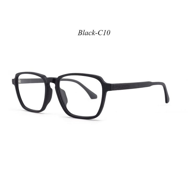 Hdcrafter Men's Full Rim Oversized Polygonal Square Wood Frame Eyeglasses 1694 Full Rim Hdcrafter Eyeglasses C10
