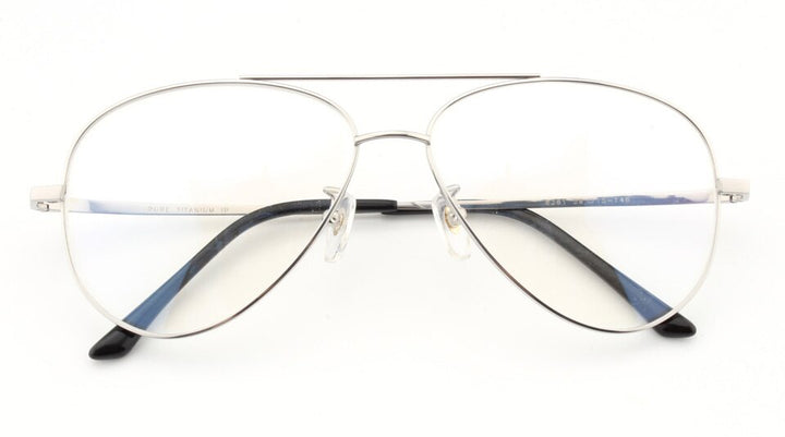 Muzz Unisex Full Rim Round Pilot Double Bridge Titanium Frame Eyeglasses L8361 Full Rim Muzz Silver