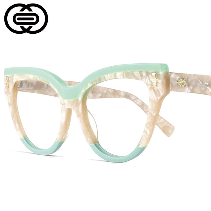 CCspace Unisex Full Rim Oversized Cat Eye Acetate Frame Eyeglasses 49795 Full Rim CCspace
