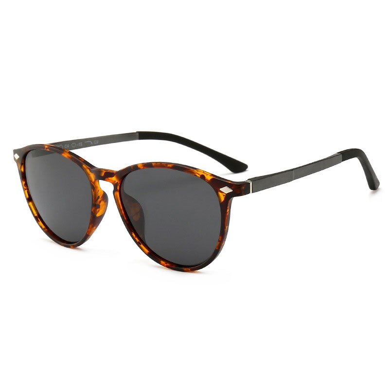 Reven Jate Unisex Full Rim Oval Alloy Rivet Tr 90 Polarized Sunglasses 9900 Sunglasses Reven Jate leopard-gray