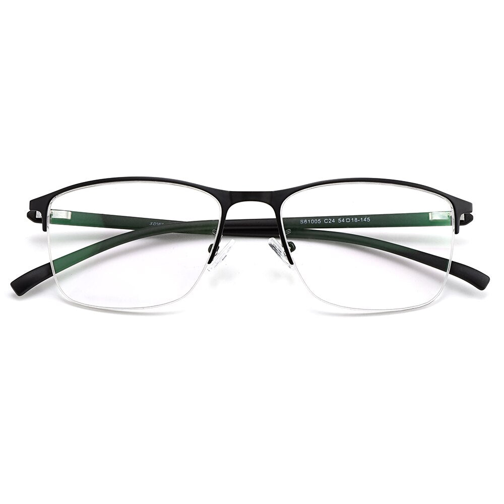 Gmei Men's Semi Rim Square Tr 90 Alloy Eyeglasses S61005 Semi Rim Gmei Optical