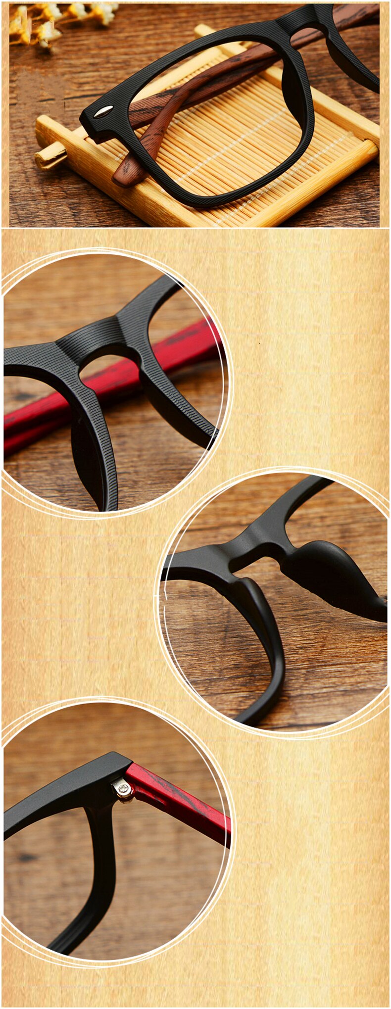 Yimaruili Unisex Full Rim Imitation Wood Resin Frame Eyeglasses 98028 Full Rim Yimaruili Eyeglasses