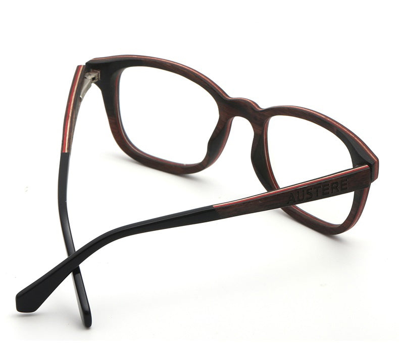 Hdcrafter Unisex Full Rim Square Wood Eyeglasses 56367 Full Rim Hdcrafter Eyeglasses