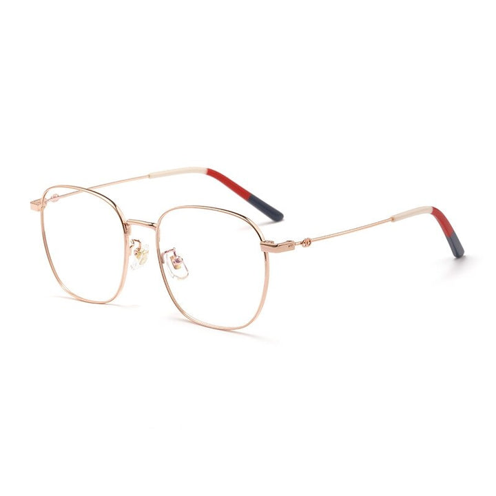 Yimaruili Unisex Full Rim Titanium Frame Eyeglasses 7525 Full Rim Yimaruili Eyeglasses Rose Gold