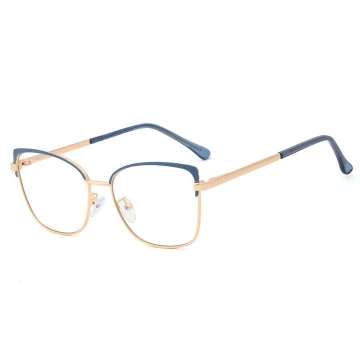 CCspace Women's Full Rim Square Cat Eye Alloy Frame Eyeglasses 48266 Full Rim CCspace C8Blue