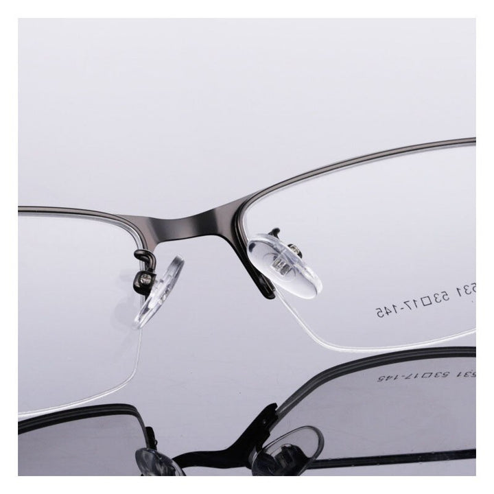 Unisex Half Rim Alloy Tr 90 Temple Eyeglasses 2531 Semi Rim Bclear