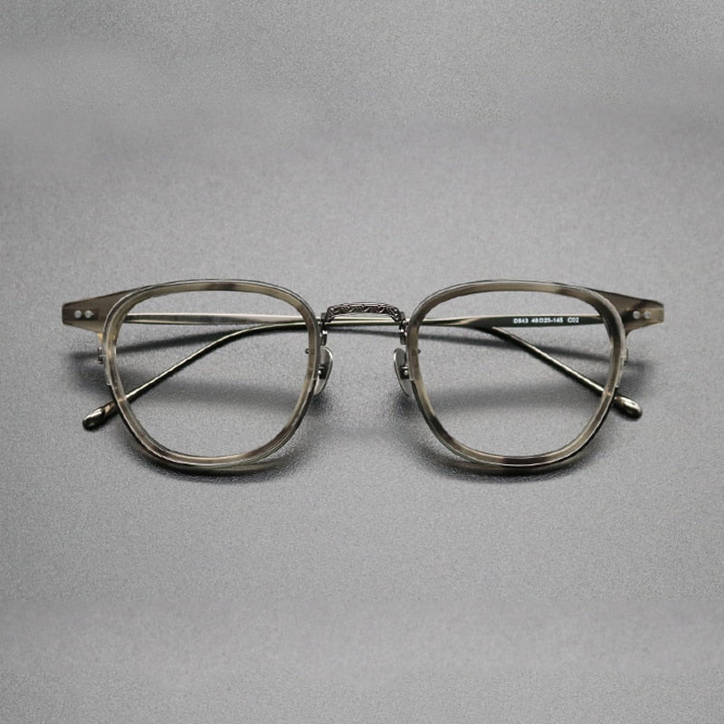 Gatenac Unisex Full Rim Square Titanium Acetate Frame Eyeglasses Gxyj473 Full Rim Gatenac