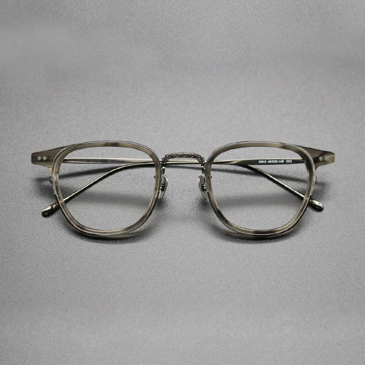 Gatenac Unisex Full Rim Square Titanium Acetate Frame Eyeglasses Gxyj473 Full Rim Gatenac