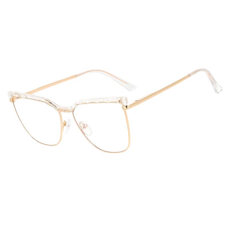 CCspace Unisex Full Rim Square Cat Eye Tr 90 Alloy Frame Eyeglasses 53366 Full Rim CCspace Clear