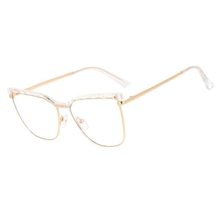 CCspace Unisex Full Rim Square Cat Eye Tr 90 Alloy Frame Eyeglasses 53366 Full Rim CCspace Clear
