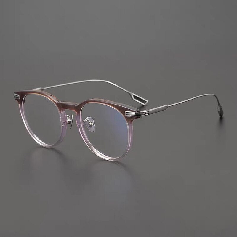 Gatenac Unisex Full Rim Round Titanium Acetate Frame Eyeglasses Gxyj702 Full Rim Gatenac Pink