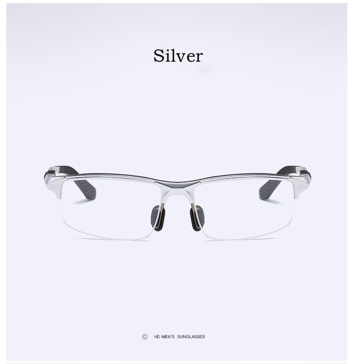 Yimaruili Men's Semi Rim Aluminum Magnesium Rectangular Frame Eyeglasses Y3121 Semi Rim Yimaruili Eyeglasses