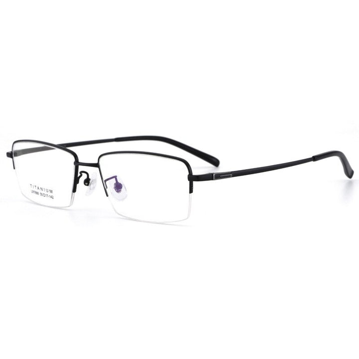 Men's Half Rim Titanium Frame Eyeglasses Lr7888 Semi Rim Bclear Black