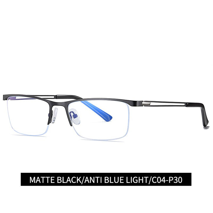 Reven Jate Men's Eyeglasses 5916 Half Rim Alloy Front Flexible Plastic Tr-90 Semi Rim Reven Jate black