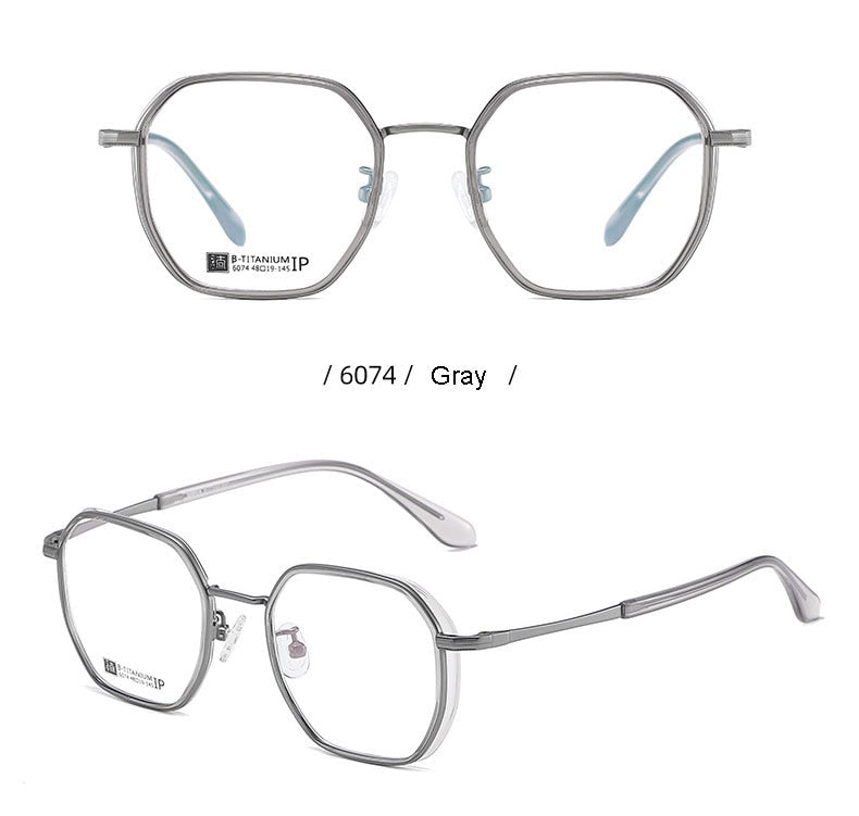 Hotochki Unisex Full Rim Beta Titanium Frame Eyeglasses 6074 Full Rim Hotochki