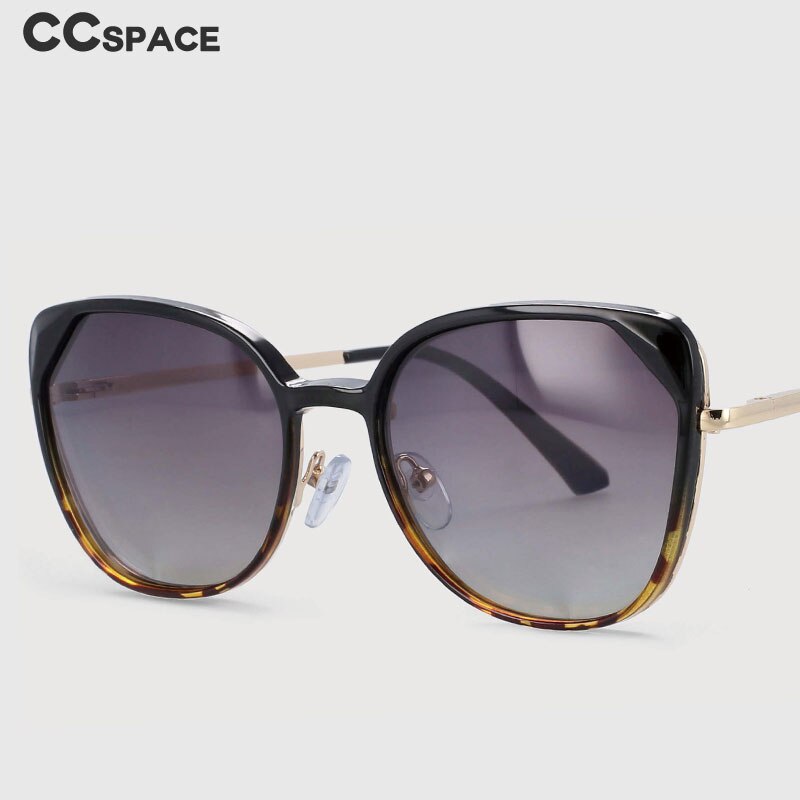 CCspace Women's Full Rim Cat Eye Alloy Eyeglasses Clip On Sunglasses 53963 With Clip Ons CCspace