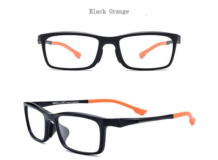 Hdcrafter Men's Full Rim TR 90 Titanium Rectangle Frame Sports Photochromic Custom Lens Eyeglasses 17209 Full Rim Hdcrafter Eyeglasses